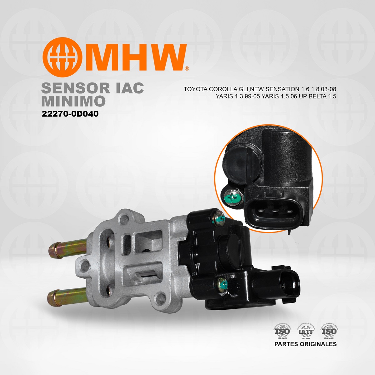 SENSOR IAC MINIMO TOYOTA COROLLA GLI,NEW SENSATION 1.6 1.8 03-08,YARIS 1.3 99-05 YARIS 1.5 06.UP BELTA 1.5 MHW