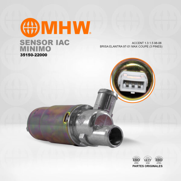 SENSOR IAC MINIMO ACCENT 1.3 1.5 98-06 BRISA ELANTRA 97-01 MAX COUPE (3 PINES) MHW