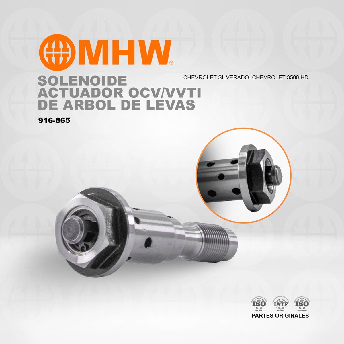SOLENOIDE ACTUADOR OCV DE ARBOL DE LEVAS CHEVROLET SILVERADO, AVALANCHE, TAHOE 5.3 06-13, REY CAMION 6.0 (TIPO TORNILLO) MHW