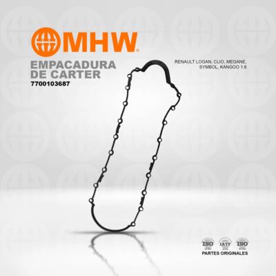 EMPACADURA DE CARTER MOTOR/ RENAULT LOGAN/ CLIO/ MEGANE/ SYMBOL/  KANGOO 1.6/ MHW