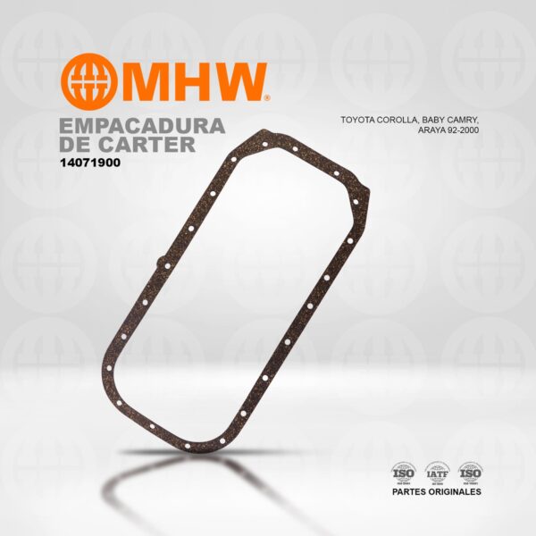 EMPACADURA DE CARTER TOYOTA COROLLA, BABY CAMRY, ARAYA 92-2000 MHW