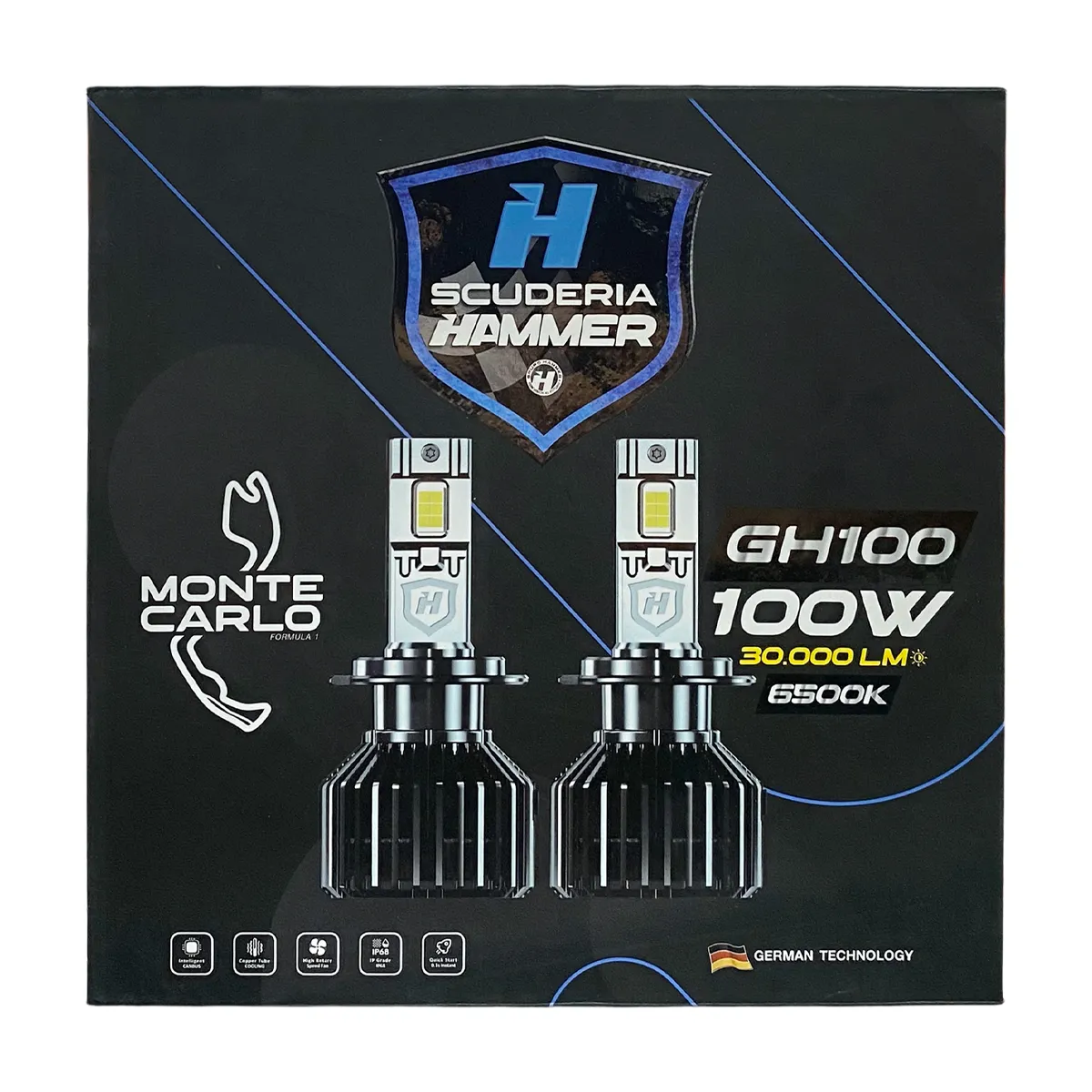 BOMBILLO LED H3 SCUDERIA MONTE CARLO GH100 30.000 LM 100W 6500K HAMMER